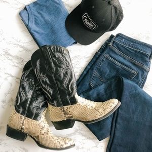 J. B. Dillon Reserve Snakeskin Leather Cowboy Boot